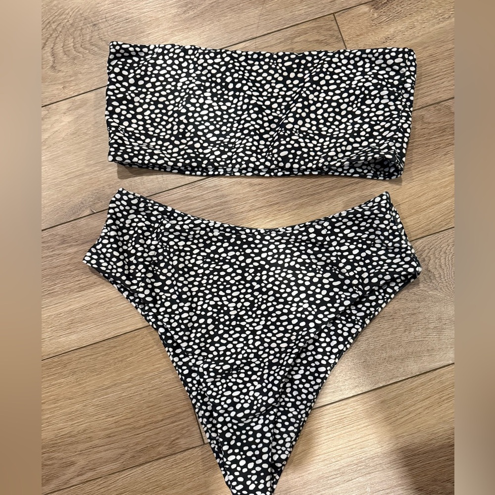 Black and White Polka Dot Bikini Set